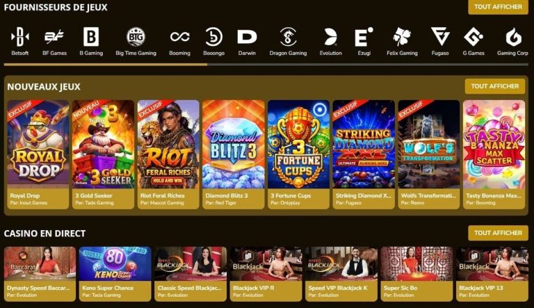 fournisseurs Kings Chance Casino