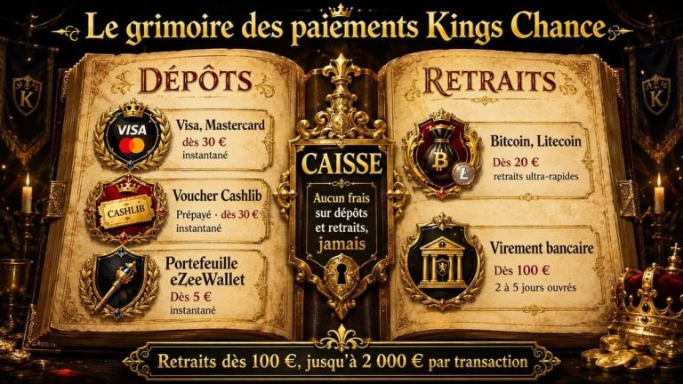 Kings Chance Casino moyens paiement
